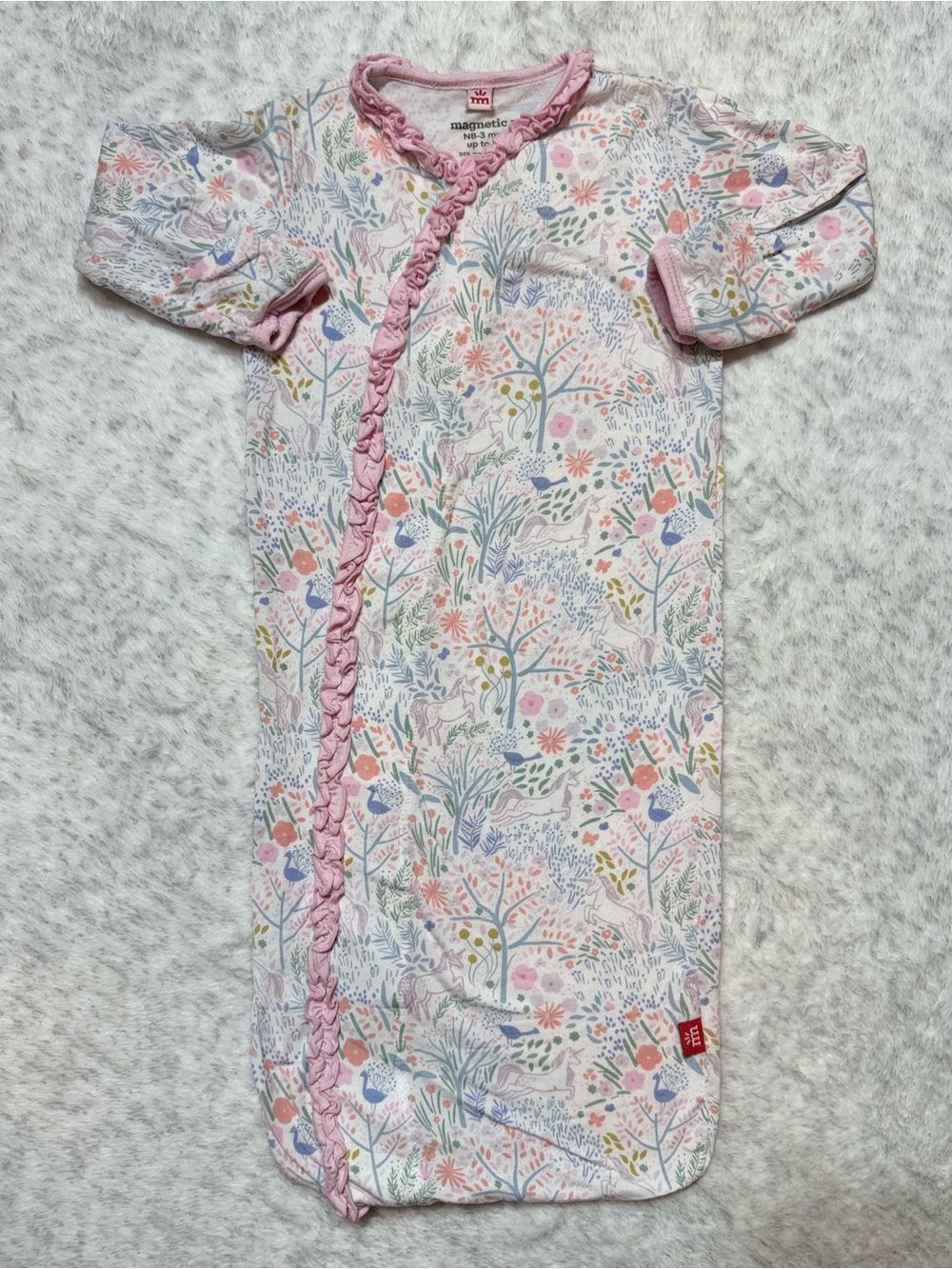Magnetic Me Floral Woodland Gown Newborn 3M Baby Girl Modal Pink Ruffle Forest